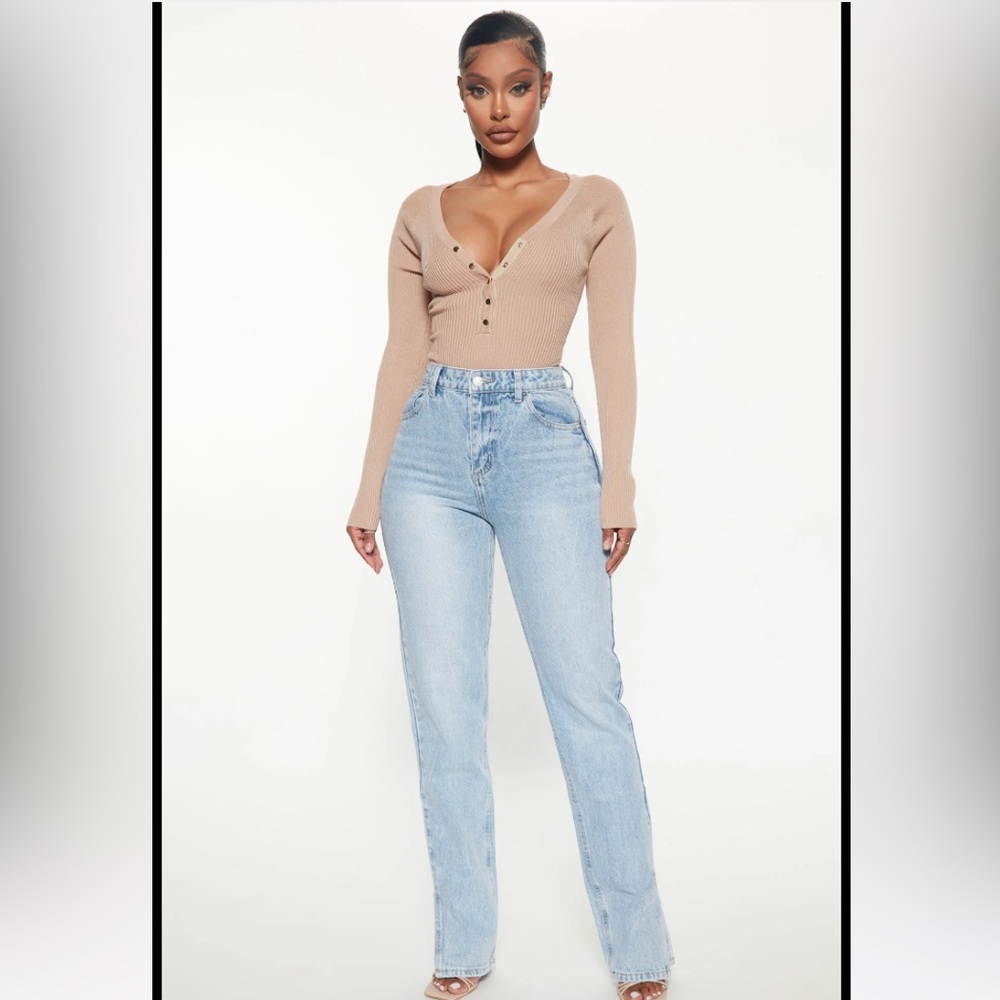 Fashion Nova Chase the Dream Slit Straight Leg Jeans Light Wash NEW Size 13